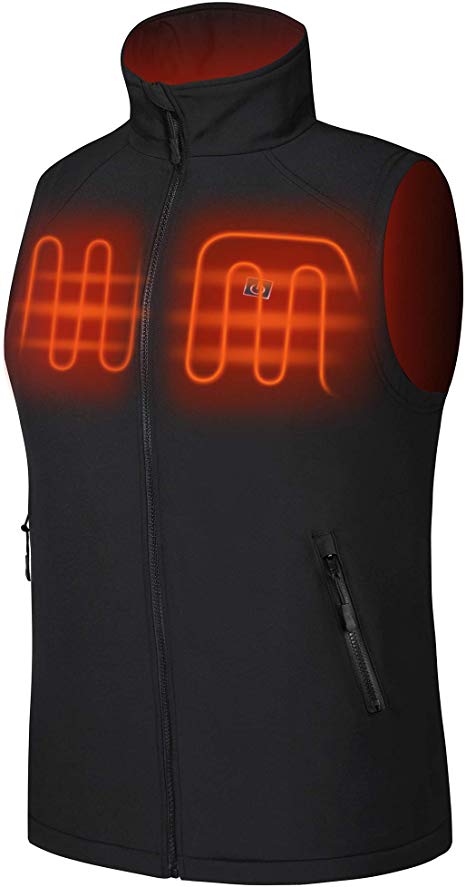 NORA TWIPS Men's Heated Vest Polar Fleece Lightweight Waistcoat (Black,S-XXL)