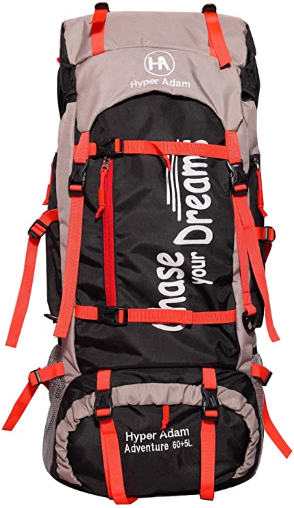 Hyper Adam 65 L Water Resistant Rucksack Hiking Backpack/Bag for Trekking/Camping/Travel/Outdoor Sport (Black)