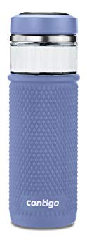 Contigo  Glass Water Bottle with a Quick-Twist Lid, 20 oz, Blue Corn