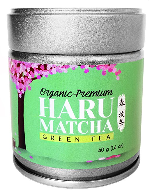 HARU MATCHA - 40g Tin (1.4oz) Japanese Organic Premium Ceremonial Grade Matcha Green Tea Powder - JAS Organic Certified - Ichibancha First Harvest