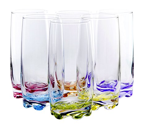 Vibrant Splash Water/Beverage Highball Glasses, 13.25 Ounce - Set of 6