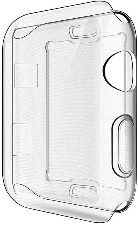 HONEST KIN Compatible Apple Watch Case 38mm Series 3, Soft TPU Plated Screen Protector Case Slim All-Around Protective Bumper Cover Case for iWatch 38 mm Series 2 3, Transparent