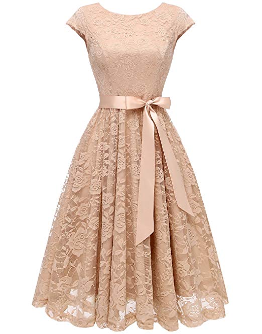 BeryLove Women's Floral Lace Short Bridesmaid Dress Cocktail Party Dress