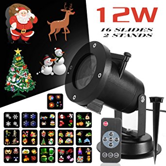 Christmas LED Projector Light, 16 Slides Show projector with Remote Control Timer and two for Xmas, Party, Holiday Decoration (Normal)