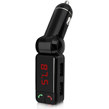 FX-Victoria High Performance Digital Wireless Bluetooth FM Transmitter FM Radio Stereo Adapter In-car Bluetooth Receiver Bluetooth Car charger with Handsfree Calling and Dual USB Port, Black