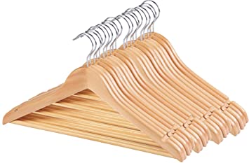 Closet Spice -40 pack -Solid Wood Suit Hangers with Smooth Finish, 360 Degree Anti-Rust Chrome Swivel Hook, Sturdy & Durable Wooden Coat Hangers, Notches at Each End to Hang All Your Clothes (Natural)