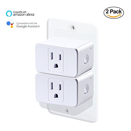 Meross Smart Plug Mini (2 Pack), Compatible with Amazon Alexa & Google Assistant, Wi-Fi Enabled, No Hub Required, Schedule On/Off Function, Control Your Devices from Anywhere, Occupies Only One Socket