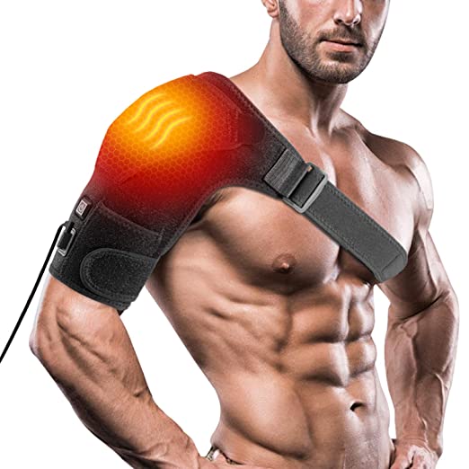 Heated Shoulder Wrap Brace Heating Pad Portable Adjustable Shoulder Support Compression Sleeve Wrap for Torn Rotato Cuff, Pain Relief,Frozen Shoulder,AC Joint,Bursitis for Men Women(No Battery)