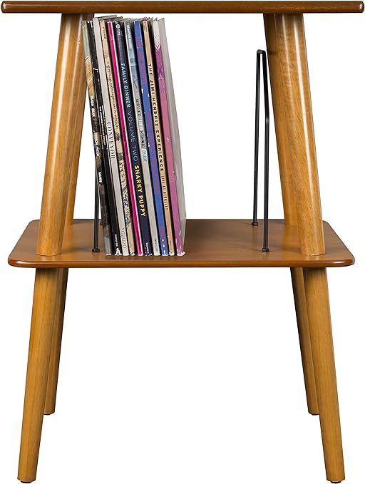 Crosley ST66-AC Manchester Turntable Stand with Wire Record Storage, Acorn