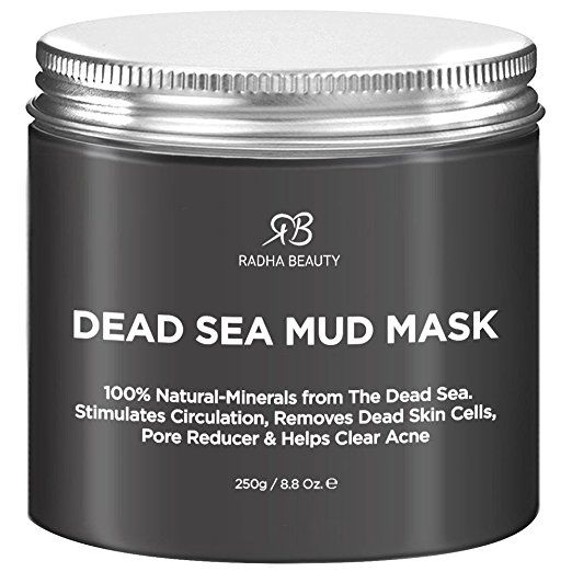 Radha Beauty Dead Sea Mud Mask for Face, Acne, Oily Skin & Blackheads - 8.8 oz - 100% natural facial treatment to minimize pores, reduce wrinkles, decrease acne and Improve skin Complexion