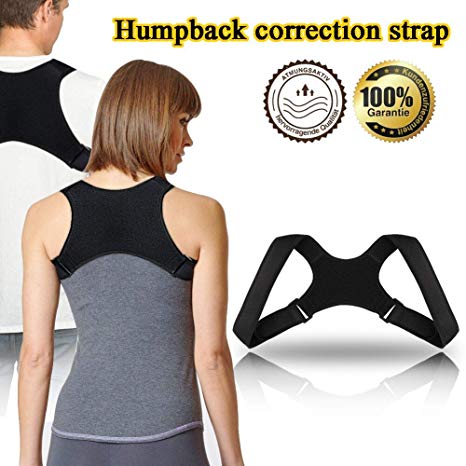 Posture Corrector for Men and Women Xpassion Upper Back Brace for Clavicle Support, Adjustable Back Straightener and Providing Pain Relief from Neck, Back & Shoulder, Black Medium (M) 23-43 in