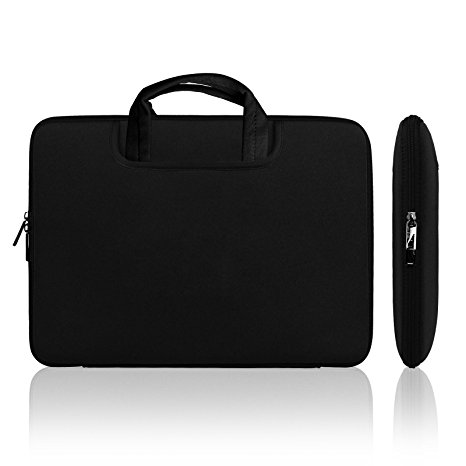 Lavievert Ultrathin Snug Fit Sleeve Soft Neoprene (Water Resistance) Notebook Bag Case Cover for 13" Apple Macbook Pro / Macbook Air / Macbook Pro with Retina and Most 13-13.3 Inches Laptop (Black & Handle)