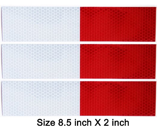3 Pack Reflective tape red and white stripe sticker back-adhesive - auto vehicle hazard warning increase road safety reduce accident collision Quality guaranteed satisfaction for free