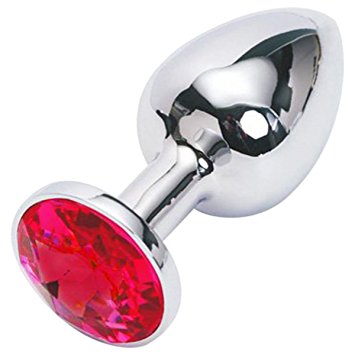 Aexge Fetish Deluxe ＭEdium-sized Anal Plug Sex Love Games Bdsms Toys Super Quality Stainless Steel Ass Plugs Jewelry Kinkys Personal Massager for Women Lover Good Valentine 'S / Birthday Gift (Red)