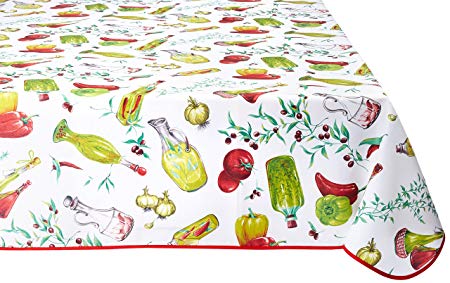 Violet Linen Classic Euro Temptations Large Vegetables Design Tablecloth, 60" x 102", Multicolor