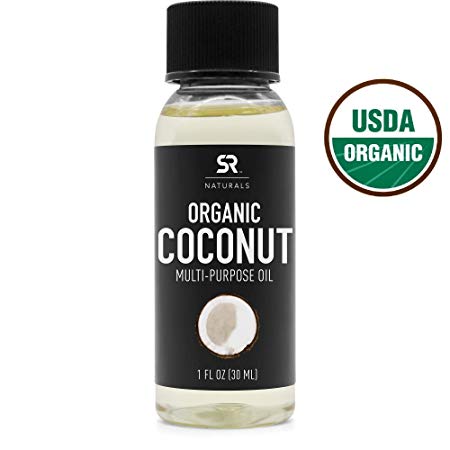 Organic Fractionated Coconut Oil by SR Naturals ~ 100% Pure Multi-Purpose Oil for Skin, Hair and DIY products ~ Organic Certified & Non-GMO Verified (1oz)