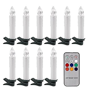 Tree LED Candle Light ONEVER Battery Powered Remote Control Flameless LED Candle Light RGB Christmas Candle Lights with Detachable Clip for Christmas Decoration, Wedding, Halloween, Thanksgiving