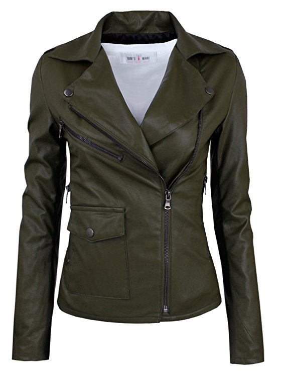 Tom's Ware Women's Fashionable Asymmetrical Zip-up Faux Leather Jacket