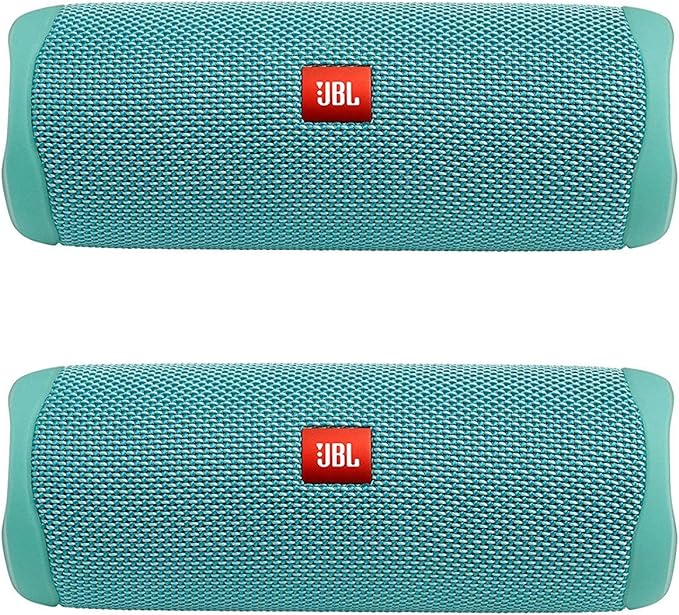 JBL Flip 5 Waterproof Portable Wireless Bluetooth Speaker Bundle - (Pair) Teal