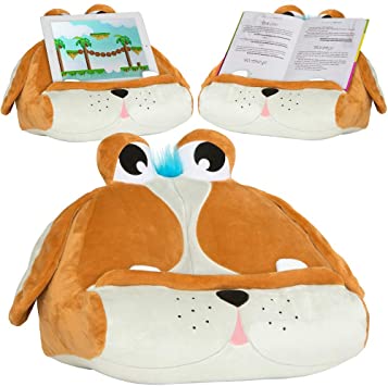 Cuddly Readers Book iPad Tablet Holder Novelty eReader Rest Sofa Pillow Stand Gift Idea - Puppy Pete