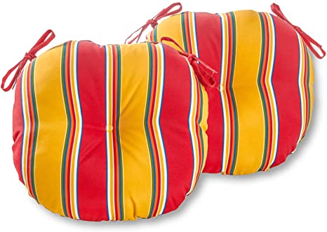 Greendale Home Fashions 15-Inch Round Indoor/Outdoor Bistro Chair Cushion, Carnival Stripe, Set of 2