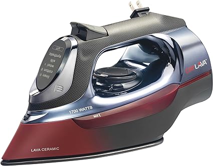 CHI Steam Iron for Clothes with 8’ Retractable Cord, 1700 Watts, 3-Way Auto Shutoff, 400  Holes, Professional Grade, Temperature Control Dial, Lava Infused Ceramic Soleplate, Black (13113)