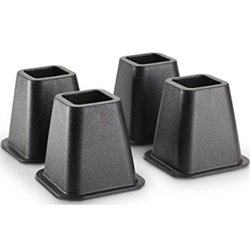 Black Bed Risers, 4-Pack (Stronger Support)