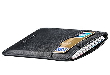 HOEASY Minimalist Credit Card Holder RFID Wallet Slim Wallet Travel Wallet Card Wallet with Strap and Money Bill Pocket