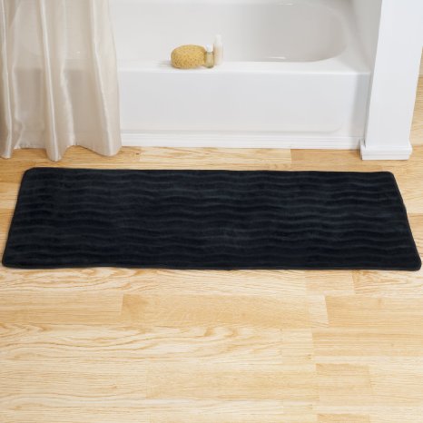 Lavish Home Memory Foam Extra Long Bath Rug Mat - Black - 24x60