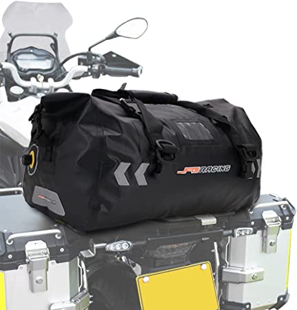 JFG RACING Dry Bag Duffel Bag 40L Waterproof,Universal Rolling 500D PVC Rear Tail Duffel Saddle Travel Bag Luggage for Motorcycle Dirt Pit Street Bike ATV