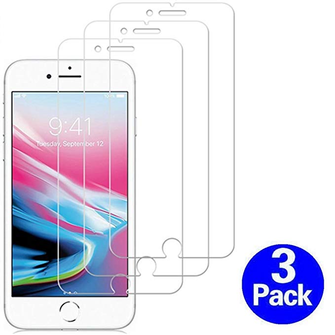 IPhone 8, 7, 6S, 6 Screen Protector Glass,OLINKIT Tempered Glass Screen ProtectorHD (3-Pack)[Case-friendly] for Apple iPhone 8, 7, 6S and 6 2017,2016,2015