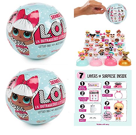 Set of 2: L.O.L Little Outrageous Littles Surprise! Dolls - You Get Seven Layers of Fun with Every L.O.L. Surprise Doll!