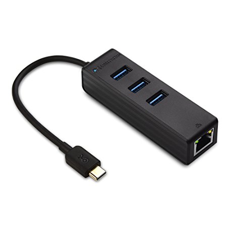 Cable Matters USB-C to 3-Port USB 3.0 Hub with Gigabit Ethernet (USB-C & Thunderbolt 3 Port Compatible)