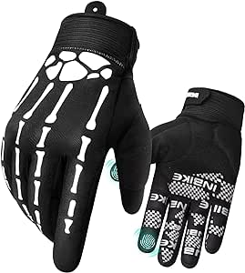 INBIKE Skeleton Cycling Gloves for Men Women, Breathable Touchscreen Dirt Bike Gloves, Non-Slip Motorcycle Gloves for Mountain Bike, Motorcross, Bicycle, Road Racing, MTB, ATV, BMX