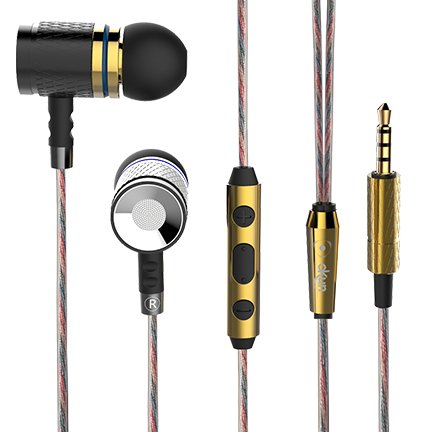 Prime Deals Best Okun Headphones,HD50MV In-Ear Earbuds with Metal Housing Heavy Deep Bass Comfort-Fit iPhone, Samsung, Tablet, PC, and Other Devices with 3.5 mm (With Microphone)