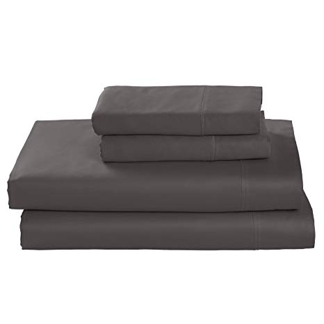 Rivet Cotton Tencel Bed Sheet Set, Soft and Breathable, Queen, Graphite Grey