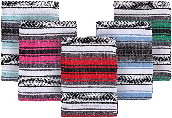 El Paso Designs - Mexican Yoga Blanket - 51 x 74 inches - Colorful Studio Mexican Falsa Blanket - Ideal for Yoga, Camping, Picnic, Beach Blanket, Bedding, Home Decor Soft Woven