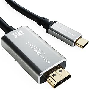 8K USB C to HDMI 2.1 adapter cable for esports grade performance with break-proof metal connectors – 1.8m (transmits 8K/60Hz and 4K/120Hz from gaming laptops to TVs or monitors) by CableDirect