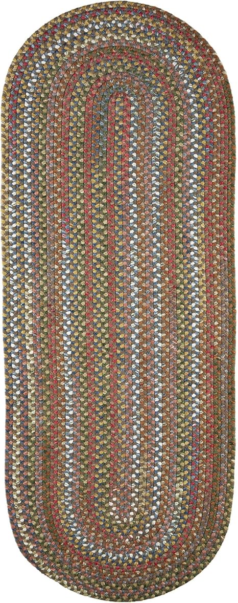 Super Area Rugs Gemstone Made in USA Braided Rug Colorful Kitchen Living Room Carpet, Bronze 2' X 8' Runner