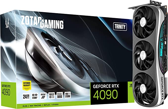 ZOTAC Gaming GeForce RTX 4090 Trinity 24GB GDDR6X 384-bit 21 Gbps PCIE 4.0 Gaming Graphics Card, IceStorm 3.0 Advanced Cooling, Spectra 2.0 RGB Lighting, ZT-D40900D-10P