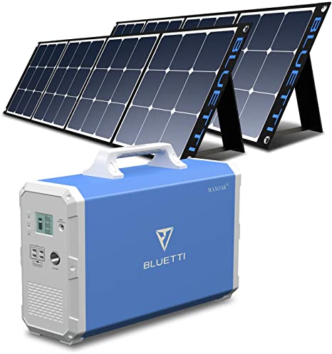 BLUETTI EB240 Portable Power Station 2400Wh with 2pcs SP200 Solar Panel 200W, Lithium Backup Battery Solar Generator for Home RV Emergency, 1000W AC Outlet , MPPT, Foldable Solar Panel Bundle, Indoor & Outdoor Power Alternative