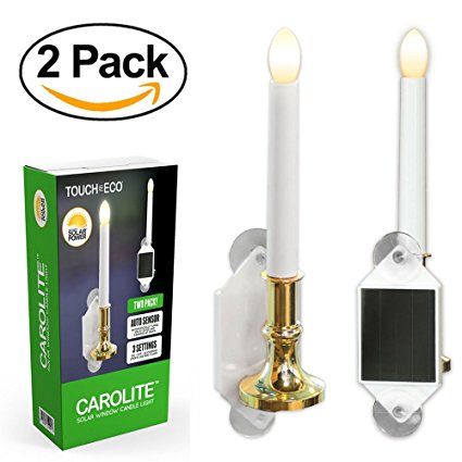 CAROLITE 2-Pack Solar Window Candle Holiday Light
