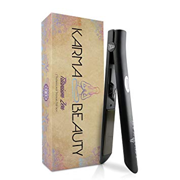Professional Titanium Hair Straightener | 1'' Flat Iron | LCD Screen | Auto Shut-Off | Heats Up Fast | Cool Tips for Easier Use | Dual Voltage | Karma Beauty(Black)