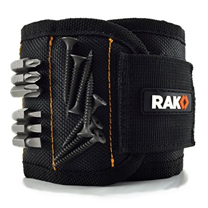 RAK Magnetic Wristband (V2) with Strong Magnets for Holding Screws, Nails, Drill Bits - Best Unique Tool Gift for DIY Handyman, Father/Dad, Husband, Boyfriend, Men, Women (Black)