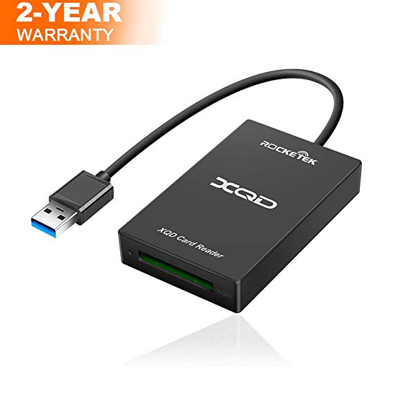 【Upgraded Version】 XQD Card Reader, Rocketek XQD Reader Compatible with Sony G/M Series USB Mark XQD Card, Lexar 2933x/1400x USB Mark XQD Card for Windows/Mac OS. USB 3.0 XQD Memory Card Reader