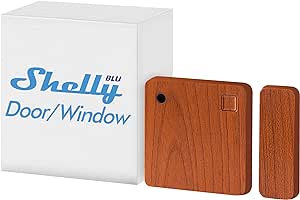 Shelly BLU Door/Window Marrone, Sensore porta e finestra Bluetooth, Misurazione dei lux e dell'angolo di inclinazione, Compatible con Alexa e Google Assistant, App iOS, Android