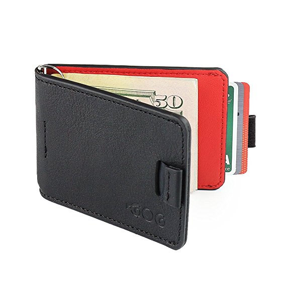 Mens Ultra Slim Bifold Leather Wallet Pull Tab with Money Clip