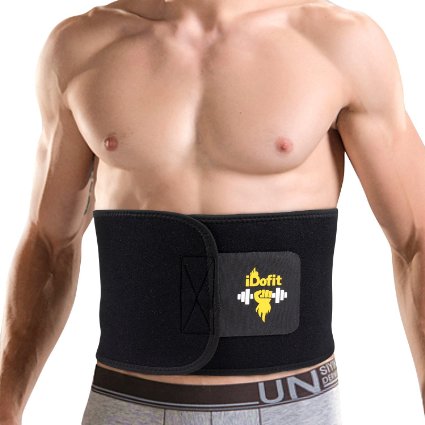 iDofit Premium Adjustable Waist Trimmer Belt - Sauna Belt Weight Loss Band Slimming Stomach Wrap Belly Fat Burner Sweat Tummy Wraps Abdominal Slimmer Lumbar And Low Back Support For Men and Women