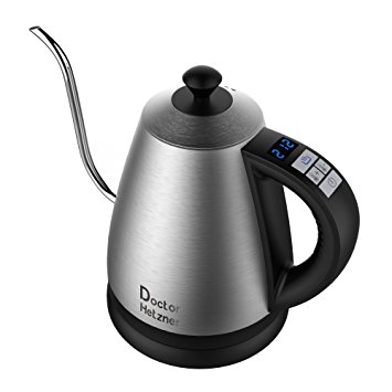 Electric Gooseneck Kettle with Preset Variable Heat Settings for Drip Coffee and Tea, Quick Boil, Stainless Steel with LCD Display, Auto Shut-off, Keep Warm Function & Strix Controller, 1.2L