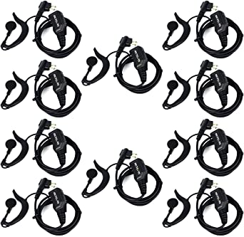 Retevis Walkie Talkies Headset with Mic 2 Pin G Shape Volume Adjustable Earpiece for Motorola CP200 P100 CLS1410 GP2000 P1225 2 Way Radios (10 Pack)